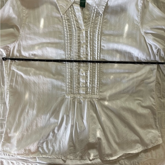 Lauren Ralph Lauren Tuxedo White Cotton Popover Blouse Women’s Size Large EUC - Picture 6 of 11